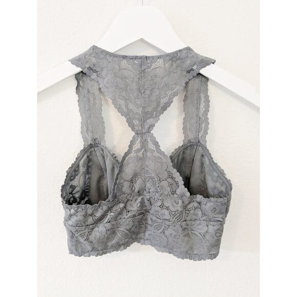 INTIMATELY Free People Lace Mesh Racerback Bralette Wireless Gray Sz XS - Picture 5 of 6